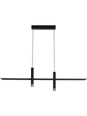 Bakara Collection Esparta Siyah Alüminyum Gold Detaylı 103 cm Avize