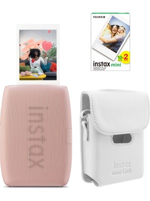 Fujifilm Instax Mini Link 3 Pembe Akıllı Telefon Yazıcısı Beyaz Çanta ve 20'li Mini Film