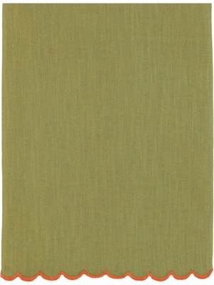 Mariaida Home Aurora Yeşil Turuncu Keten Masa Örtüsü 140 x 250 cm