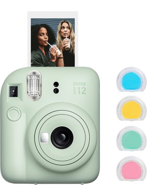 Fujifilm Instax Mini 12 Yeşil Fotoğraf Makinesi + 4'lü Renkli Lens Seti