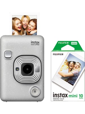 Fujifilm Instax Mini Liplay Hybrid Stone White Fotoğraf Makinesi +10'lu Mini Film