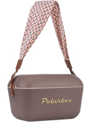 Polarbox Prinkstyle Geometric Classic Mauve-Gold Pamuk ve Deri Kayışlı Soğuk ve Sıcak Tutucu Thermo Box 20 Lt