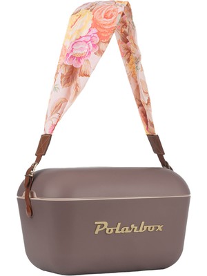 Polarbox Prinkstyle Flower Classic Mauve Gold Pamuk ve Deri Kayışlı Soğuk ve Sıcak Tutucu Thermo Box 20 Lt