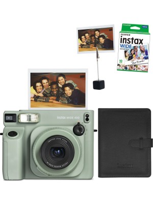Fujifilm Instax Wide 400 Yeşil Fotoğraf Makinesi + 10'lu Film Kıskaç ve Deri Albüm Hediye Seti