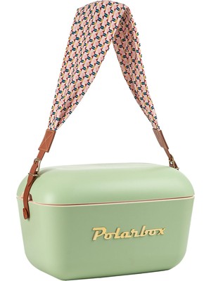 Polarbox Prinkstyle Geometric Classic Olive Green Gold Pamuk ve Deri Kayışlı Soğuk ve Sıcak Tutucu Termal Çanta 12 Lt