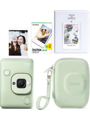 Fujifilm Instax Mini Liplay Matcha Green Fotoğraf Makinesi 20'li Film Albüm ve Çanta Hediye Seti