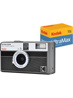 Kodak Ektar Çizgili Siyah H35N 35MM Filmli Fotoğraf Makinesi + Ultramax 24 Poz Film