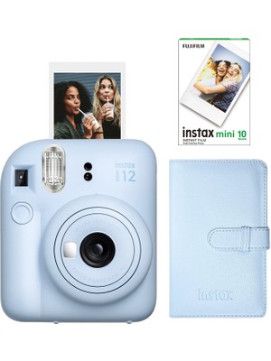 Fujifilm Instax Mini 12 Mavi Fotoğraf Makinesi + 10'lu Film ve Laporta Albüm Seti