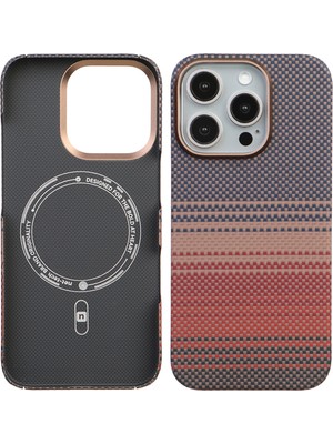 Deercase iPhone 15 Pro Max Gri Premium Karbon Fiber Darbe Emici Kamera Korumalı Magsafe Uyumlu Telefon Kılıfı