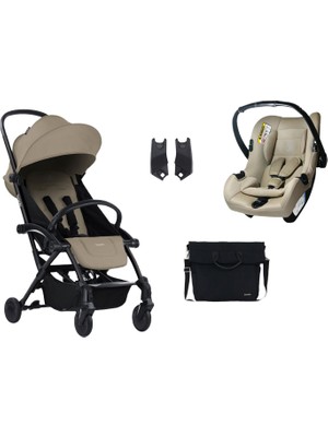 Bumprider Connect³ Black Sand Bebek Arabası ve Connect Trn Grup 0+ Sand Oto Koltuğu ve Oto Koltuk Adaptörü