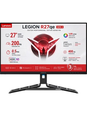 Lenovo Legion R27QE Gen 2 27" 0.5ms Mprt 200Hz 2xhdmı-Display IPS 2k Qhd Pivot Gaming Monitör 68C7GAC3TK