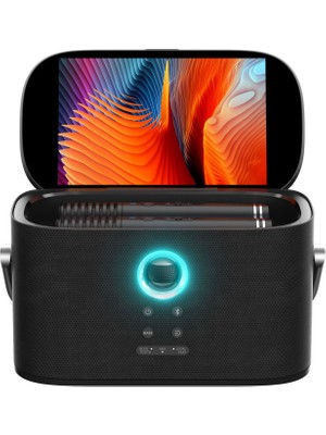 Ikarao Partybox Shell S1 280W Karaoke Bluetooth Hoparlör Seti Dahili 10.1" Tablet 2 Kablosuz Mikrofon Rgb Işıklı Taşınabilir Ses Bombası