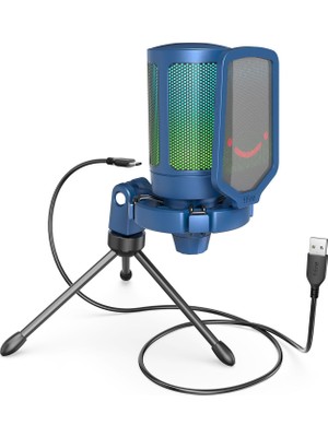 Fifine Ampligame A6VB Rgb USB Mavi Mikrofon
