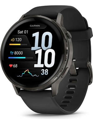 Garmin Venu 4 45 mm Siyah Silikon Kayışlı Akıllı Saat