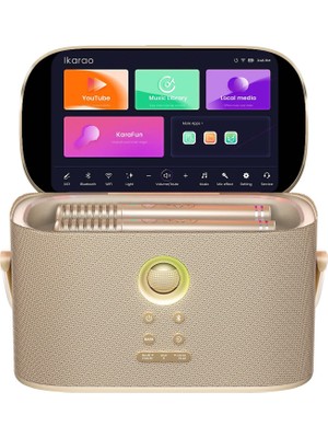 Ikarao Partybox Shell S2 140W 8" Dahili Tablet 2 Kablosuz Mikrofon Karaoke Bluetooth Hoparlör Seti