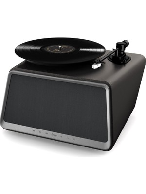 HYM Originals Seed Retro Pikap Plakçalar Dahili Bluetooth Hoparlörlü 80W Rms Aux, Rca Çıkışlı All-In-One Siyah Deri Hi-Fi Ses Sistemi