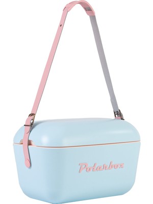 Polarbox Prinkstyle Patchwork Classic Pamuk ve Deri Kayışlı Sky Blue Baby Pink Soğuk ve Sıcak Tutucu Termal Çanta 12 Lt