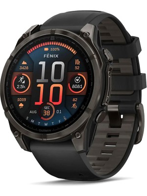 Garmin Fenix 8 Amoled Sapphire Karbon Gri Dlc Titanyum 47MM Siyah/gri Kayışlı Akıllı Saat