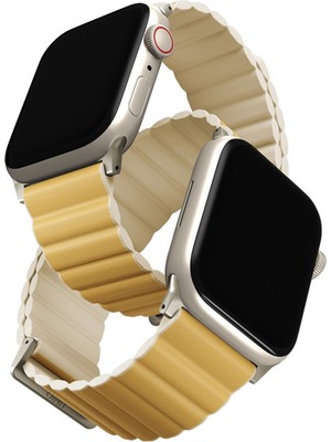 Uniq Revix Premium Reversible Watch 44/45/46/49 mm Sarı-Bej Manyetik Akıllı Saat Kordon
