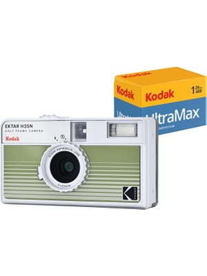 Kodak Ektar Çizgili Yeşil H35N 35MM Filmli Fotoğraf Makinesi + Ultramax 24 Poz Film