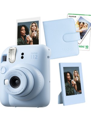 Fujifilm Instax Mini 12 Mavi Fotoğraf Makinesi + 10'lu Film Çerçeve ve Kare Albüm Seti