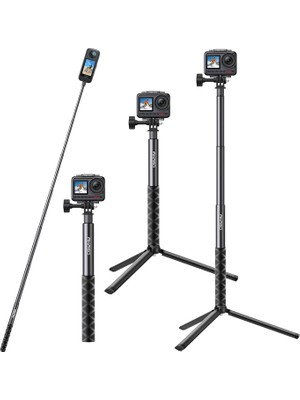 Akaso Uzatılabilir Selfie Çubuğu ve Tripod Standı Aksiyon Kamera Aksesuarı 120 cm