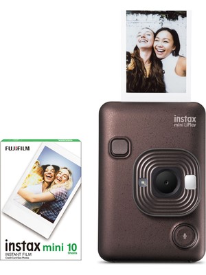 Fujifilm Instax Mini Liplay Hybrid Deep Bronze Fotoğraf Makinesi + 10'lu Film Seti