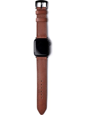 Roarcraft Apple Watch Büyük Kasa Uyumlu Çift Katlı El Dikişi Mocha Deri Kordon