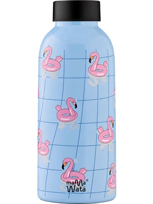 Mamawata Flamingos Mavi Çelik Termos 470 ml