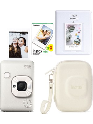 Fujifilm Instax Mini Liplay Misty White Fotoğraf Makinesi 20'li Film Albüm ve Çanta Hediye Seti