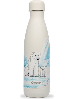 Qwetch QD3464 Kutup Ayısı Desenli Isı Yalıtımlı Fildişi Termos 500 ml
