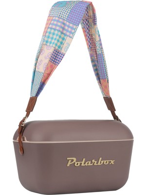 Polarbox Prinkstyle Patchwork Classic Mauve Gold Kızıl Kahve Pamuk ve Deri Kayışlı Soğuk ve Sıcak Tutucu Thermo Box 20 Lt