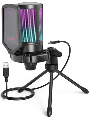 Fifine Ampligame A6V Rgb Siyah USB Mikrofon