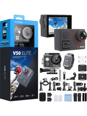 Akaso V50 Elite 4K/60FPS 20MP Wi-Fi Aksiyon Kamerası ve Aksesuar Seti