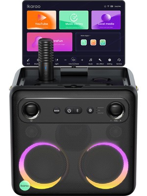 Ikarao Partybox Break X2 10.1" Dahili Tablet Karaoke Bluetooth Hoparlör Seti 300W