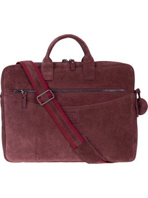 BloominBag Burgundy Still Bordo Süet Deri 15-16" MacBook Laptop Çantası