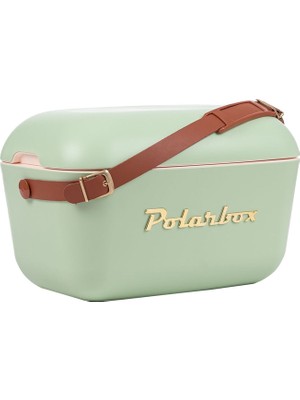 Polarbox Prinkstyle Geometric Classic Pamuk ve Deri Kayışlı Olive Green Gold Soğuk ve Sıcak Tutucu Termal Çanta 20 Lt