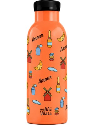 Mamawata Paris Somon Çelik Pipetli Çocuk Termos Suluk 470 ml