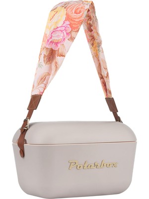 Polarbox Prinkstyle Flower Classic Perla Gold Pamuk ve Deri Kayışlı Soğuk ve Sıcak Tutucu Termal Çanta 20 Lt