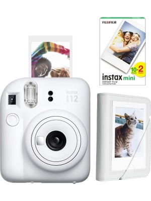 Fujifilm Instax Mini 12 Beyaz Fotoğraf Makinesi + 20'li Film ve Mini Albüm Seti