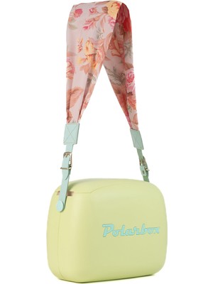 Polarbox Prinkstyle Flower Classic Green Blue Pamuk ve Deri Kayışlı Soğuk ve Sıcak Tutucu Yemek Çantası 6 Lt