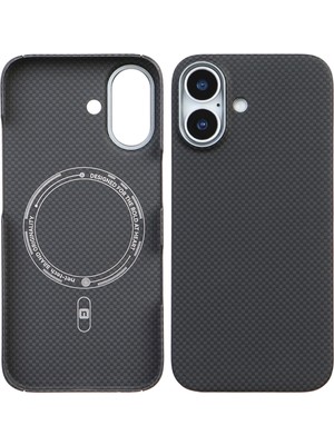 Deercase iPhone 16 Kamera Korumalı Premium Karbon Fiber Magsafe Uyumlu Gri Telefon Kılıfı
