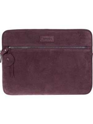 BloominBag Burgundy Still Bordo Süet Deri 13-14" MacBook Laptop Kılıfı