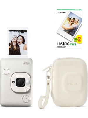 Fujifilm Instax Mini Liplay Misty Beyaz Şipşak Fotoğraf Makinesi 20'li Film ve Çanta Hediye Seti