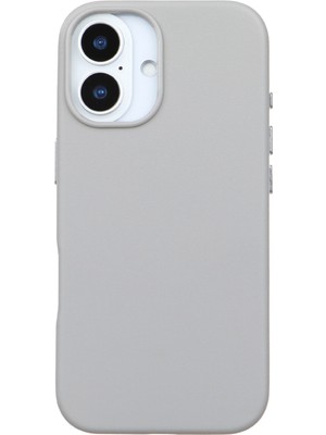 Deercase iPhone 17 Premium Kamera Koruma Darbe Emici Gri Vegan Deri Gizli Magsafe Uyumlu Telefon Kılıfı