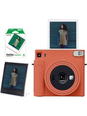 Fujifilm Instax Sq1 Terracotta Turuncu Fotoğraf Makinesi + 10'lu Kare Film ve Pleksi Çerçeve