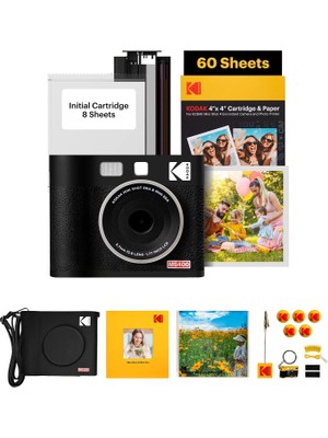 Kodak Mini Shot 4 Era Siyah Filmli Şipşak Fotoğraf Makinesi + 60 Adet Baskı Seti Aksesuar Kiti
