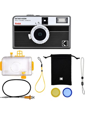 Kodak Ektar H35N Çizgili Siyah 35MM Filmli Şipşak Fotoğraf Makinesi Premium Paket