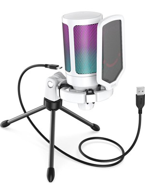 Fifine Ampligame A6VW Rgb USB Beyaz Mikrofon