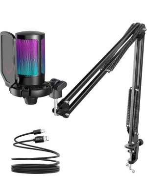 Fifine Ampligame A6T Rgb USB Siyah Mikrofon Seti